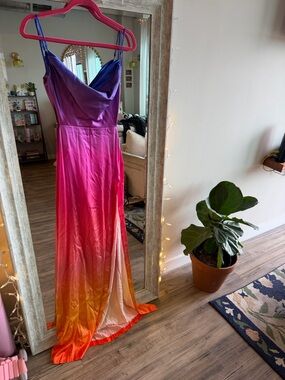 Retrofête Alyssa Silk Ombre Gown – Satin Formal Dress, Wedding Guest, Vacation L